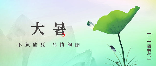 大暑荷叶文艺清新中国风公众号首图图片下载