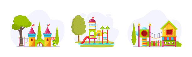 一套带滑梯和梯子的儿童游乐场设备图片下载