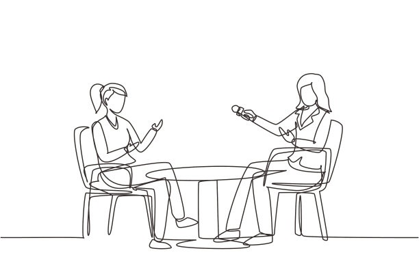 连续用单线画脱口秀演播室图片下载