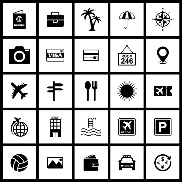 一套旅行图标一套度假图标图片下载