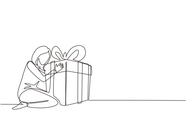 单线画快乐的白人妇女图片下载