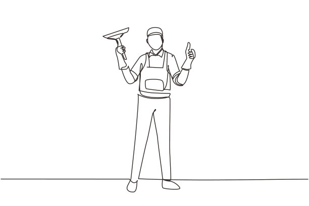 连续一线画窗清洁图片下载