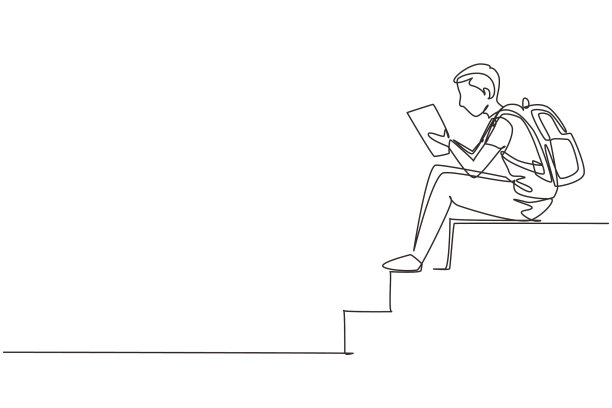 连续一行行画的现代青年图片下载