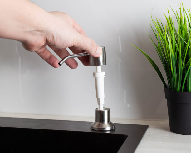 可拆卸的洗涤液分配器内置在水槽中。向分配器中加入肥皂。复制文本空间图片下载