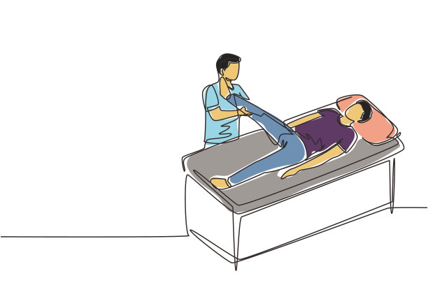 单线画治疗师帮助病人图片下载