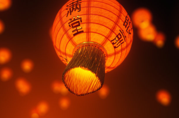 红彤彤的中国灯笼庆祝新年图片下载