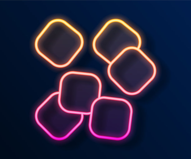 发光的霓虹灯线方糖图标孤立上图片下载