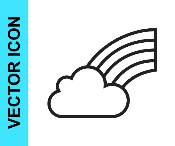 黑线彩虹与云图标隔离上图片下载