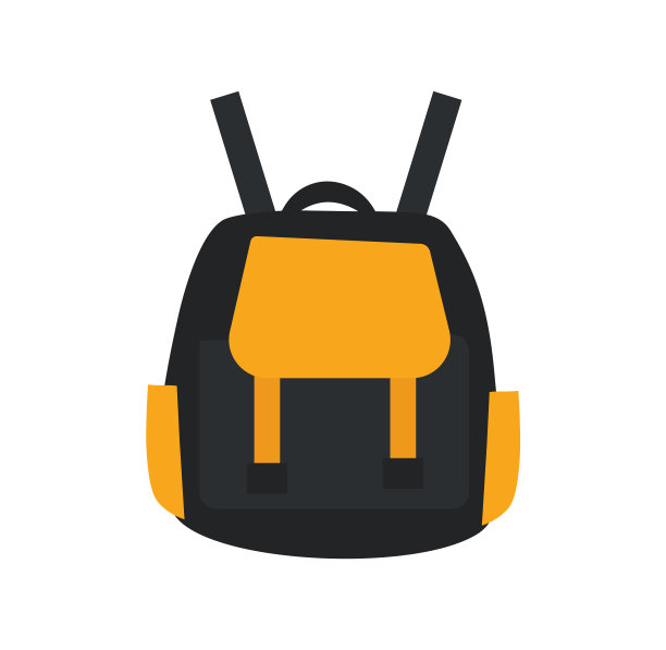 橙色和黑色双肩包图片下载