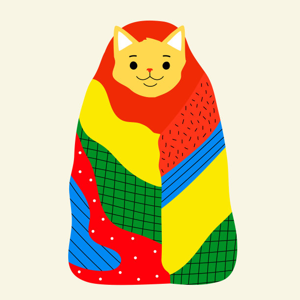 猫和抽象毛毯图片下载