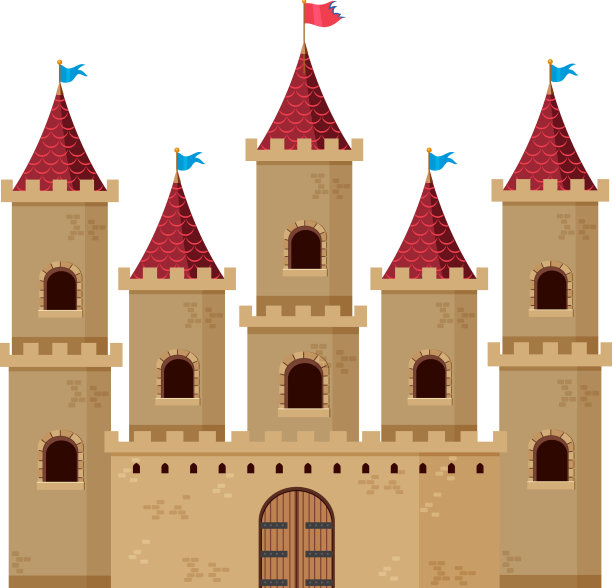 卡通风格的中世纪历史城堡图片下载