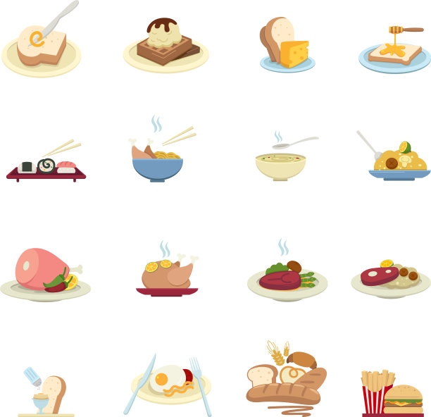 食物图标孤立在白色背景图片下载