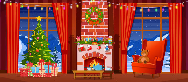 圣诞室内客厅图片下载