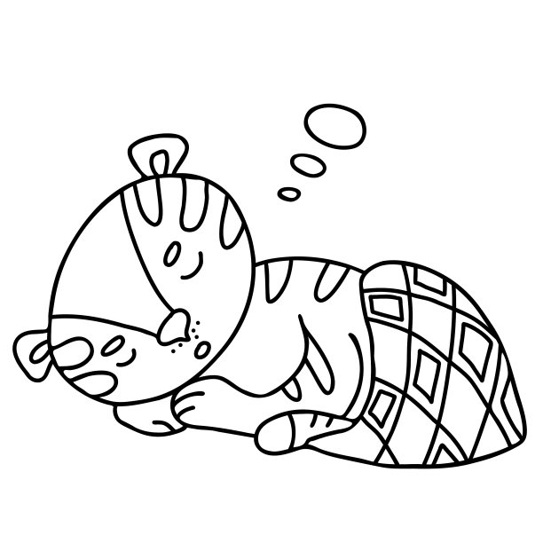 甜甜的梦，可爱的老虎在被子下睡觉图片下载