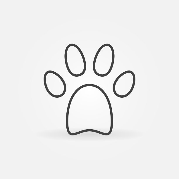 猫或狗爪印线性概念图标或图片下载