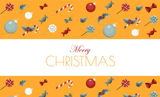 扁平的旗帜圣诞快乐卡通图片下载