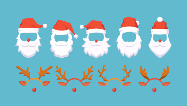 一套圣诞老人和驯鹿照相亭图片下载