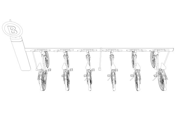 自行车停放轮廓从黑线孤立图片下载