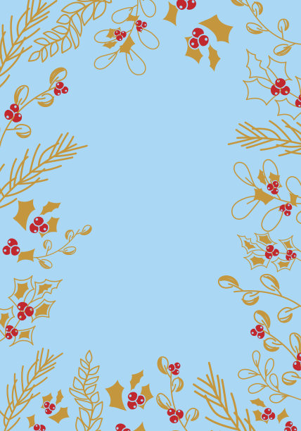 向量。圣诞快乐和新年快乐花卉背景，复制空间为您的文字。乡村垂直框架模板圣诞卡，婚礼邀请，派对邀请。手绘草图。图片下载