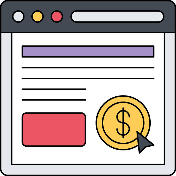 基于浏览器的支付网关概念，B2B商家帐户矢量彩色图标设计，数字营销符号，搜索引擎优化标志，SEO和SMM股票插图图片下载