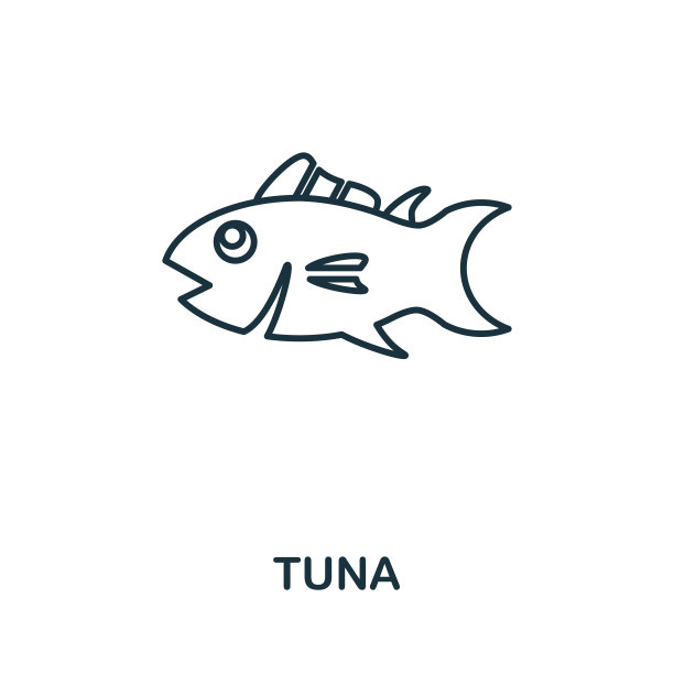 金枪鱼图标。来自海鲜收藏的简单插图。创意金枪鱼图标的网页设计，模板，信息图和更多图片下载