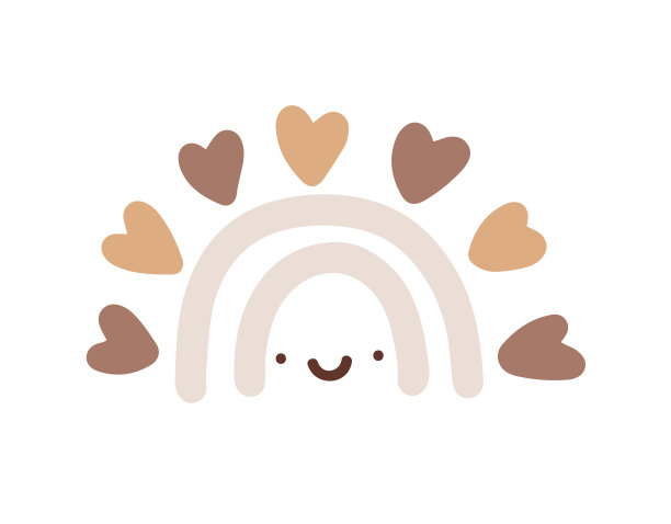 矢量彩虹与心在斯堪的纳维亚卡通风格孤立的孩子。可爱的波西米亚插画手绘海报，印刷卡，织物，儿童书籍，室内婴儿设计图片下载