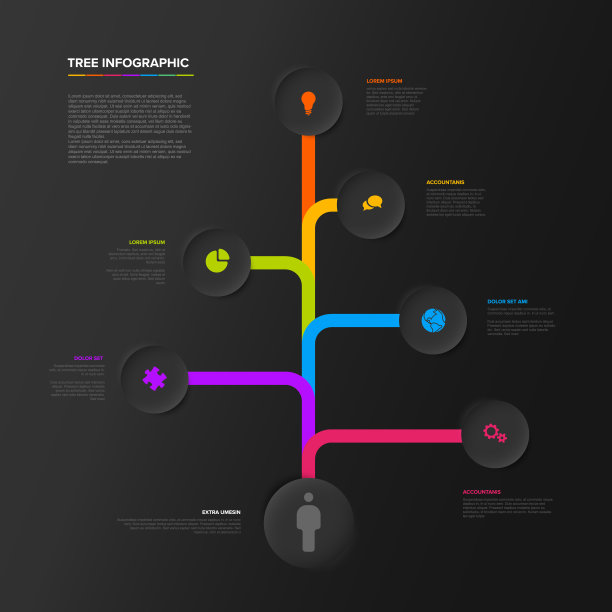 暗树信息图模板具有多种多样的选项图片下载