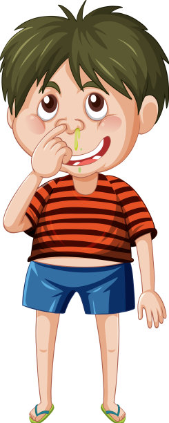 鼻涕男孩卡通人物在白色背景图片下载