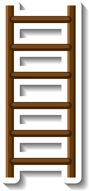 木制梯子孤立在白色背景上图片下载