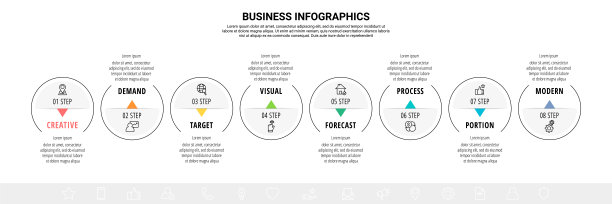矢量线信息图模板为八个箭头和圆圈图片下载