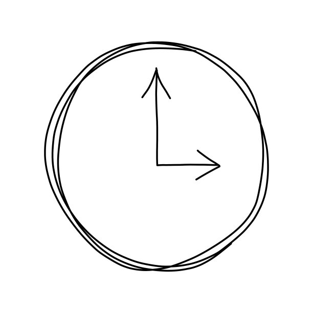 时钟的手矢量画线艺术插图图片下载