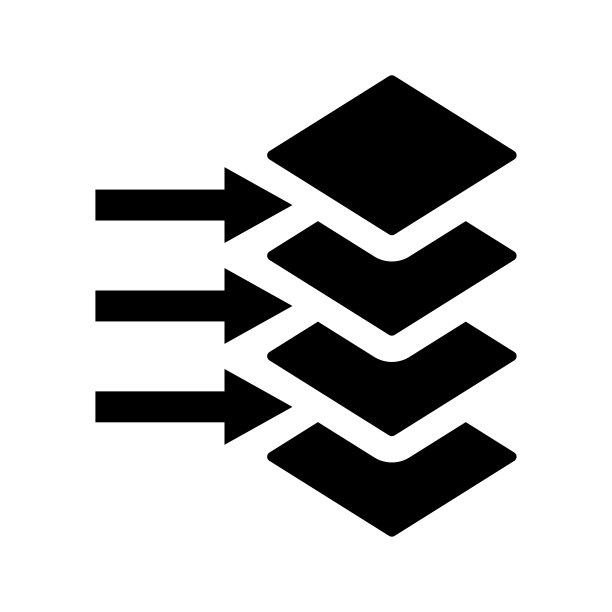 Cdn，层，大数据图标。黑色的矢量图形。图片下载