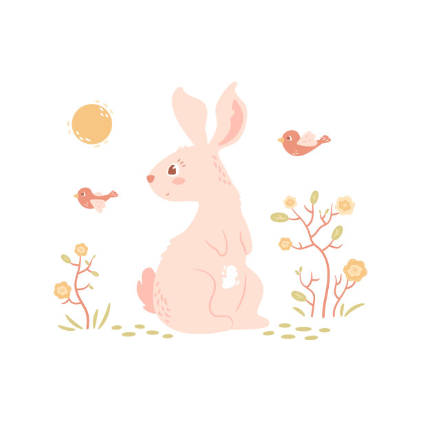 可爱的卡通兔子。图片下载