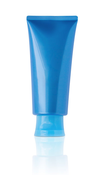 空白蓝色化妆品管模型隔离在白色背景图片下载