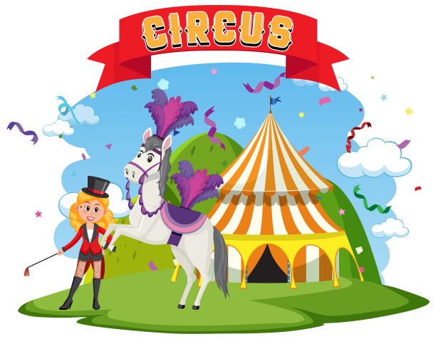 有魔术师女孩和马的马戏团穹顶图片下载