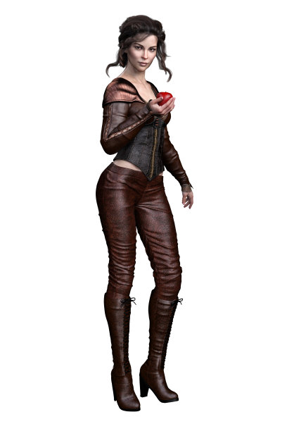 中世纪幻想女人在孤立的白色背景，3D插图，3D渲染图片下载