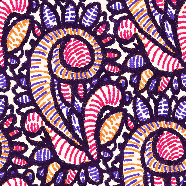 鲜艳的花朵刺绣。图片下载