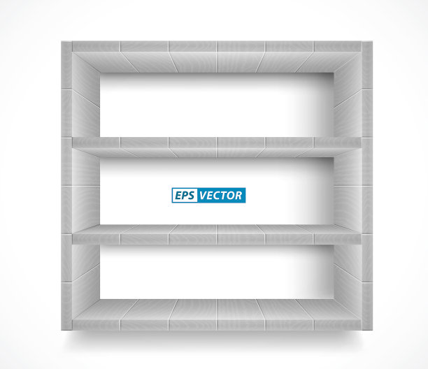 一套逼真的白色木制隔板隔离墙。每股收益向量图片下载