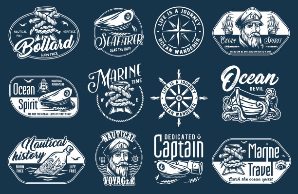 航海海洋标志，船舶，船长帽图片下载