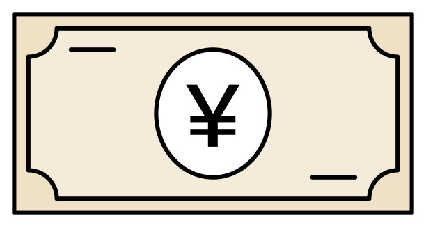 日元或人民币纸币简易线条插图(浅棕色)图片下载
