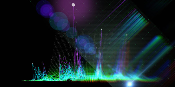 抽象的背景与3d网格和黑色的彩色线条。技术的概念。大数据分析可视化展示。旗帜为商业、科技数据分析代表。大数据。图片下载