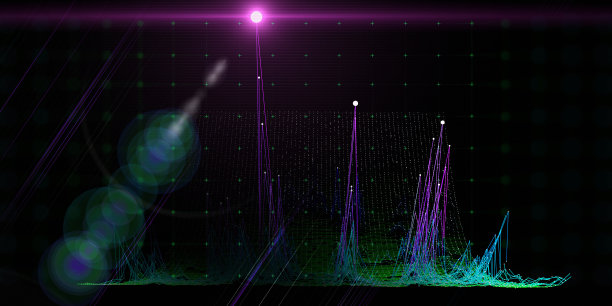 抽象的背景与3d网格和黑色的彩色线条。大数据。技术的概念。大数据分析可视化展示。旗帜为商业、科技数据分析代表。图片下载