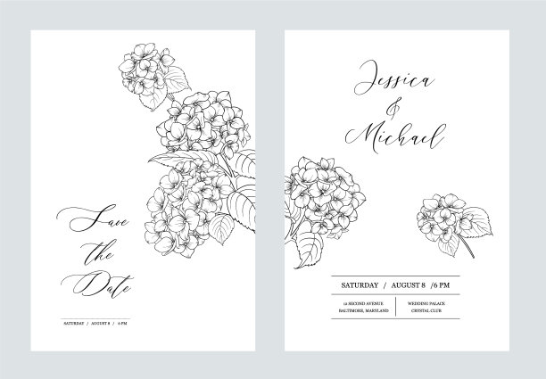 花卉邀请卡婚礼植物模板图片下载