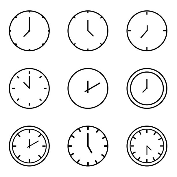集时间，时钟，手表，计时器矢量简单轮廓图标的网页和移动设计包eps10图片下载