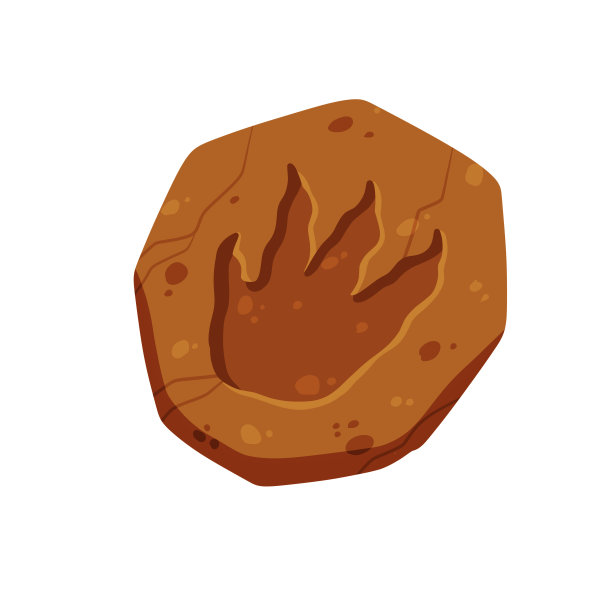 恐龙化石的脚印。恐龙爬行动物的足迹。爪子在棕色的粘土或石头里。图片下载