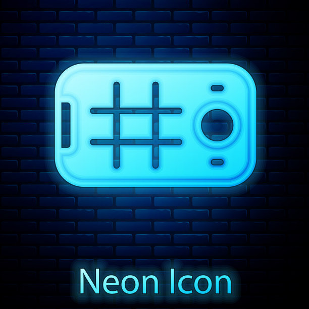 发光的霓虹灯自拍手机图标孤立图片下载