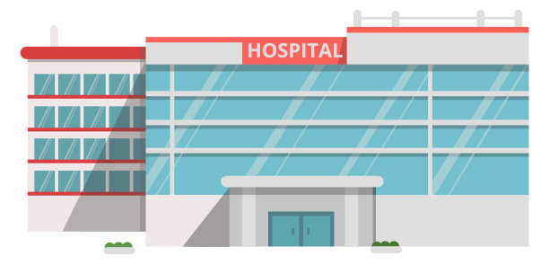 医院建筑立面。医疗中心正面图片下载