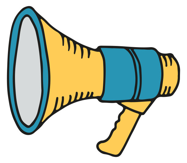 扩音器颜色图标。大声说话装置涂鸦图片下载