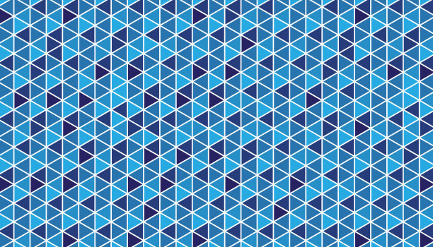 几何蓝色背景与多边形图案无缝。三角形的马赛克的概念。矢量插图。图片下载