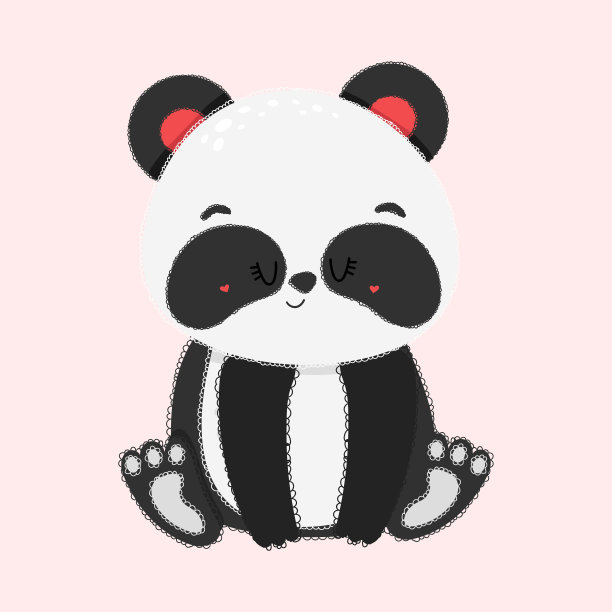 有趣的熊猫闭着眼睛坐着。图片下载